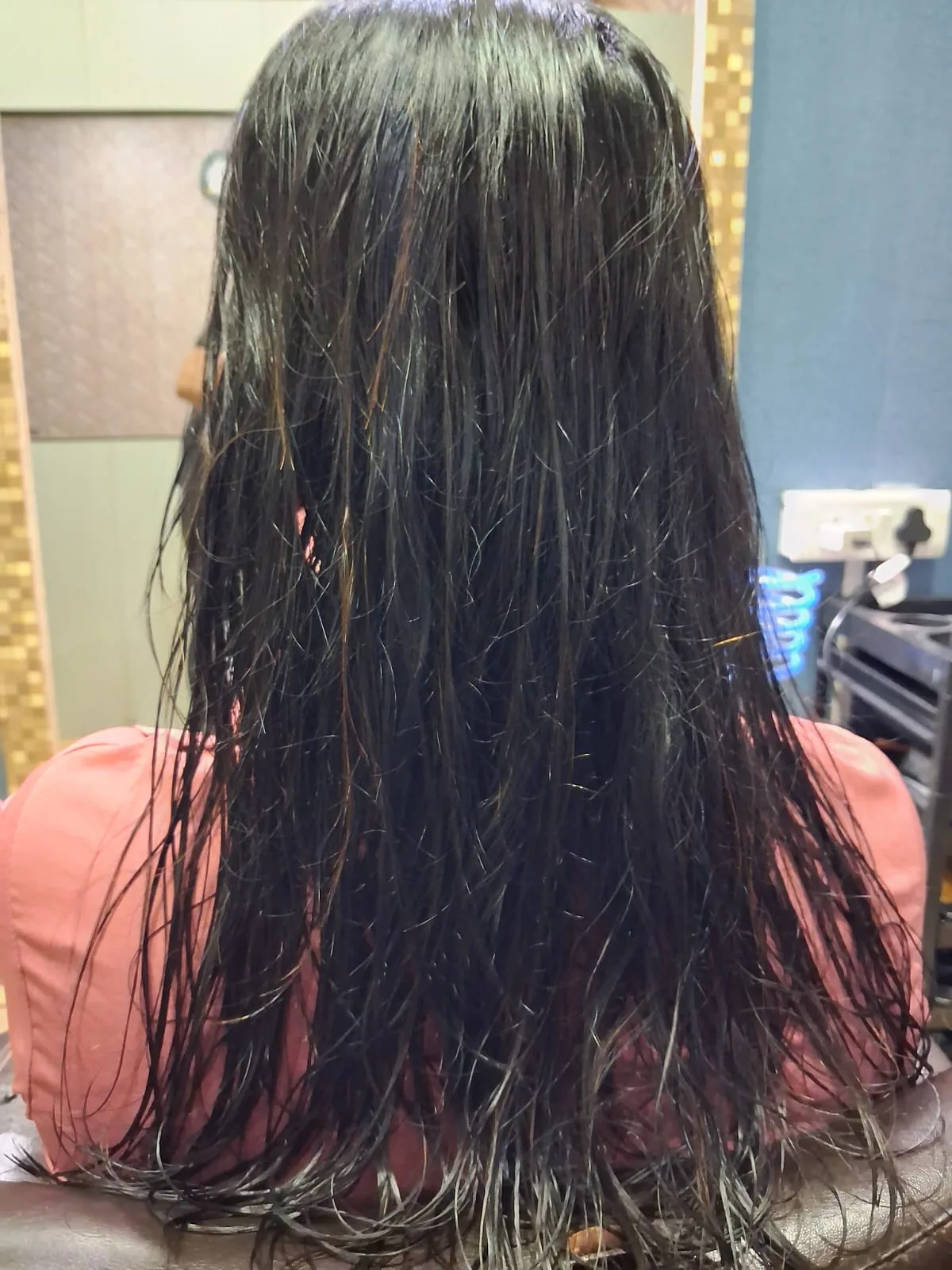 Long wet hair during a salon hair-care session at Studio Salvador, Bidhannagar Kolkata